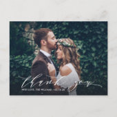 Chic Calligraphy Wedding Bedankt Foto Briefkaart (Voorkant)