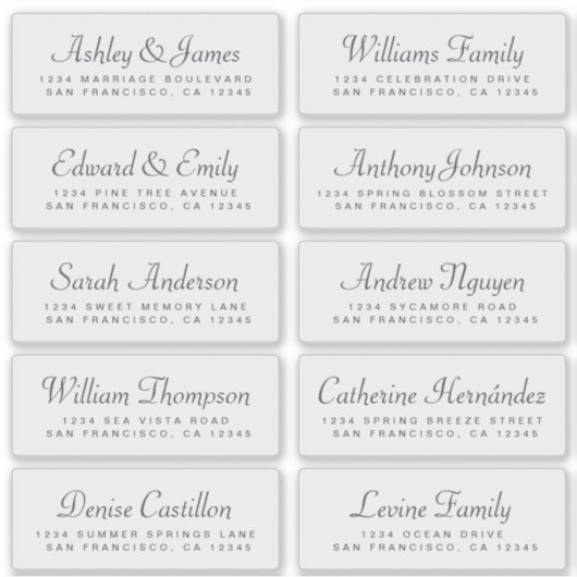 Chic Calligraphy Wedding Guest Adresetiketten Sticker (Voorkant)