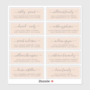 Chic Calligraphy Wedding Guest Adresetiketten Sticker