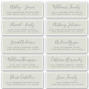 Chic Calligraphy Wedding Guest Adresetiketten Sticker