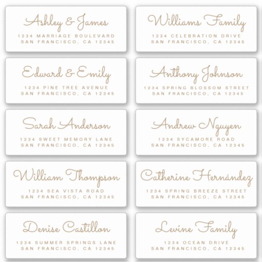 Chic Calligraphy Wedding Guest Adresetiketten Sticker (Voorkant)