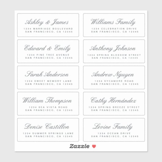 Chic Calligraphy Wedding Guest Adresetiketten Sticker (Vel)
