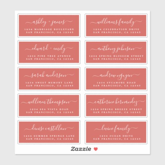 Chic Calligraphy Wedding Guest Adresetiketten Sticker (Vel)