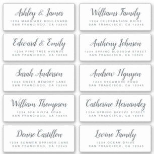 Chic Calligraphy Wedding Guest Adresetiketten Sticker