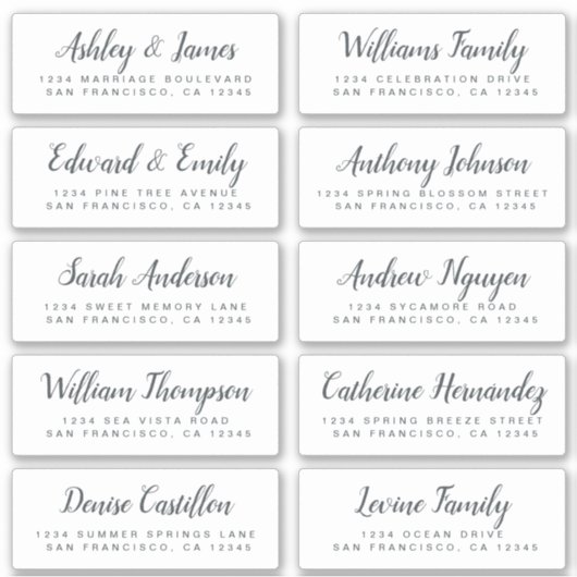 Chic Calligraphy Wedding Guest Adresetiketten Sticker (Voorkant)