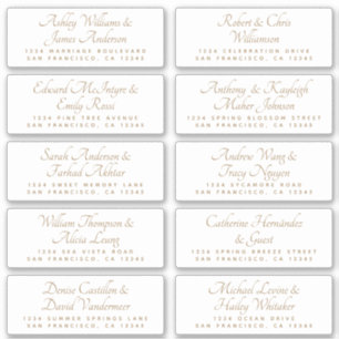 Chic Calligraphy Wedding Guest Adresetiketten Sticker