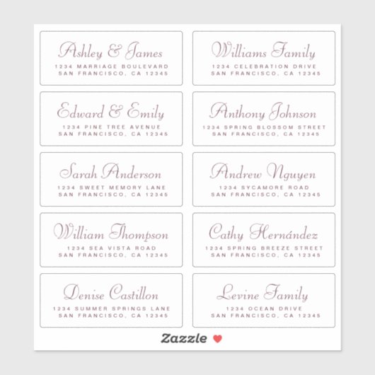 Chic Calligraphy Wedding Guest Adresetiketten Sticker (Vel)