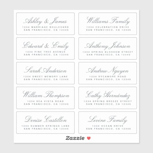 Chic Calligraphy Wedding Guest Adresetiketten Sticker (Vel)