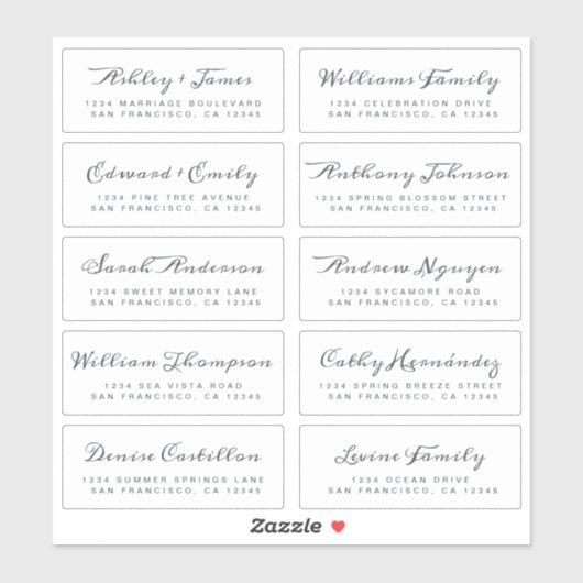 Chic Calligraphy Wedding Guest Adresetiketten Sticker (Vel)