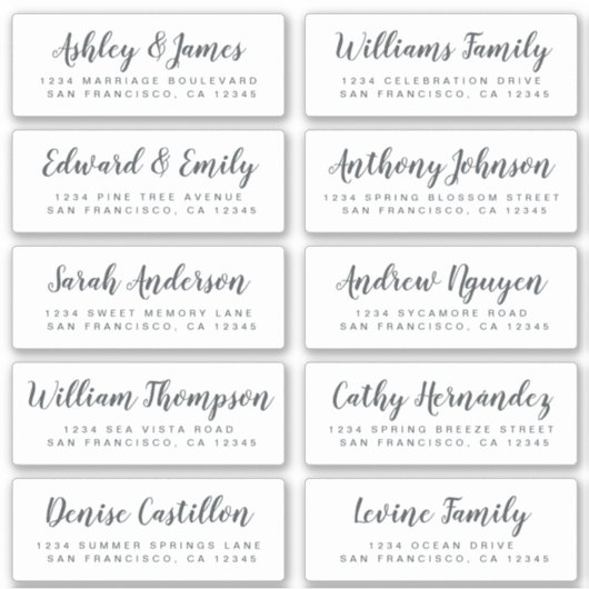 Chic Calligraphy Wedding Guest Adresetiketten Sticker (Voorkant)