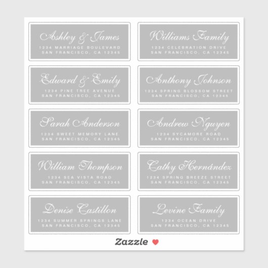 Chic Calligraphy Wedding Guest Adresetiketten Sticker (Vel)