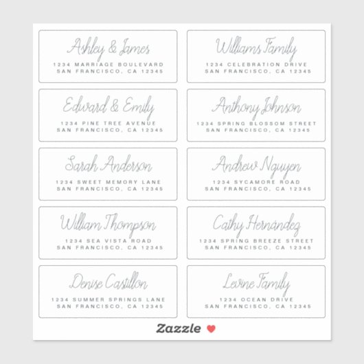 Chic Calligraphy Wedding Guest Adresetiketten Sticker (Vel)