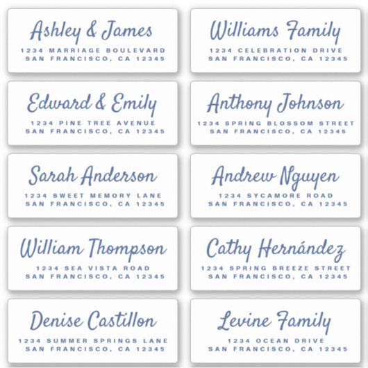 Chic Calligraphy Wedding Guest Adresetiketten Sticker (Voorkant)