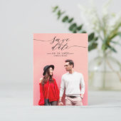 Chic Calligraphy Wedding Save the Date Photo Briefkaart (Staand voorkant)