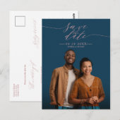 Chic Calligraphy Wedding Save the Date Photo Briefkaart (Voorkant / Achterkant)