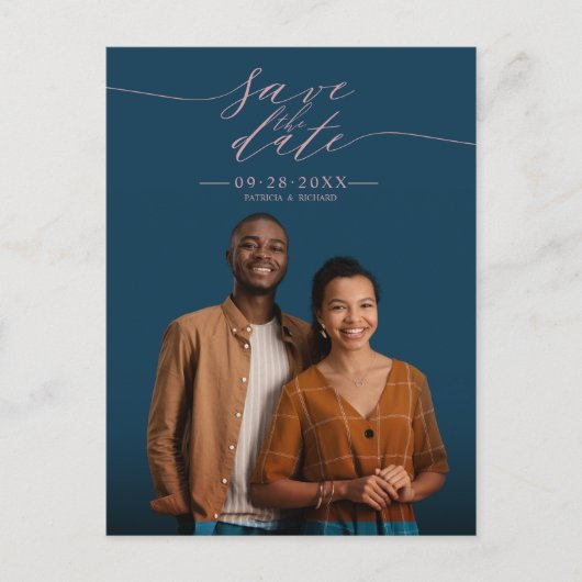Chic Calligraphy Wedding Save the Date Photo Briefkaart (Voorkant)