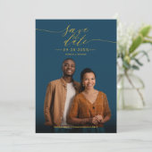 Chic Calligraphy Wedding Save the Date Photo Kaart (Staand voorkant)