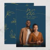 Chic Calligraphy Wedding Save the Date Photo Kaart (Voorkant / Achterkant)