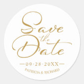 Chic Calligraphy Wedding Save the Date Ronde Sticker (Voorkant)