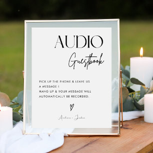 Chic Calligraphy Wedding Telephone Audio Guestbook Reclamebord Met Voetstuk