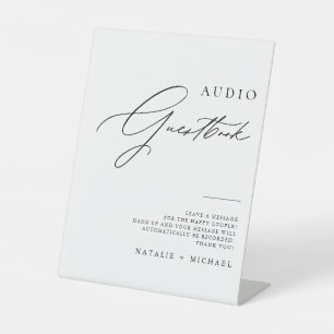 Chic Calligraphy Wedding Telephone Audio Guestbook Reclamebord Met Voetstuk
