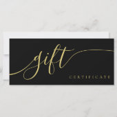 Chic Calligraphy Zwart Goud Cadeaubon Kaart (Voorkant)