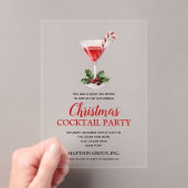 Chic Candy Cane Martini Christmas Cocktail Party Acryl Uitnodigingen (Insitu (Draagbaar))