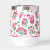 Chic Caprice Rose & Vert Mahjong Soirée Monogramme (Arrière)
