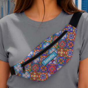 Chic carreaux bleus violets talavera mexicains mon