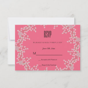 Chic carte de réponse de mariage fleurs roses et p