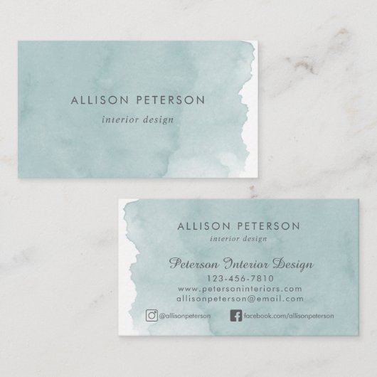 Chic Carte de visite Aquarelle moderne (Devant / Derrière)