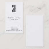 Chic Carte de visite blanc Monogramme (Devant / Derrière)