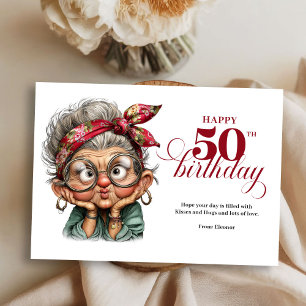 Chic carte humoristique 50 ans femme joyeux annive