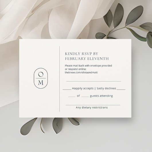Chic Cartes de Réponse Mariage Monogramme Minimali