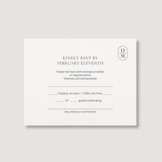 Chic Cartes de Réponse Mariage Monogramme Minimali