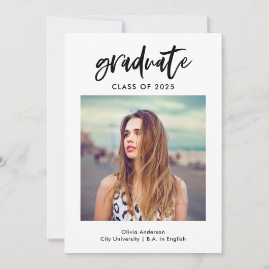 Chic Casual script en foto | Afstuderen Aankondiging (Voorkant)