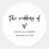 Chic Casual script en hart | Bruiloft Ronde Sticker (Voorkant)
