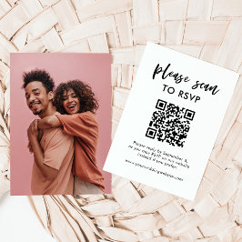 Chic Casual script | RSVP met QR-code en foto Informatiekaartje