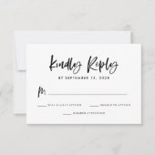 Chic Casual script | Zwart-wit bruiloft RSVP Kaartje (Voorkant)