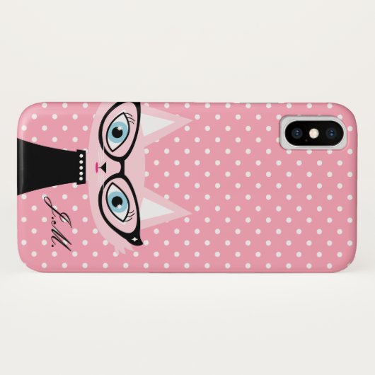 Chic Cat et Pois iPhone X Coque (Dos (Horizontal))