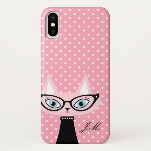 Chic Cat et Pois iPhone X Coque (Dos)