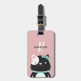 Chic Cat met Pearl Ketting | Monogram Bagagelabel