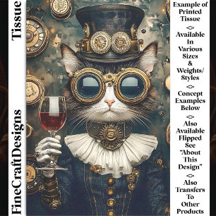 Chic Cat Queen Toasting, Rode Wijn AH7 Decoupage Tissuepapier