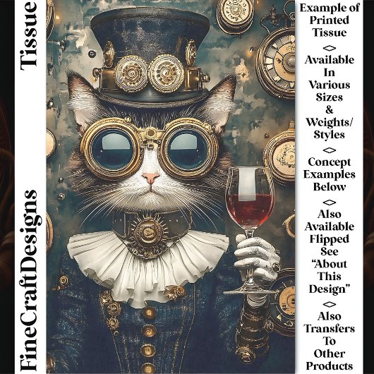 Chic Cat Queen Toasting, Rode Wijn CT9 Decoupage Tissuepapier