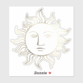 Chic Celestial Retro Silver Foil Witch Sun Sticker
