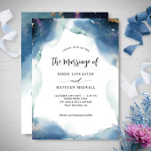 Chic Celestial Waterverf Starry Wedding Marriage Kaart
