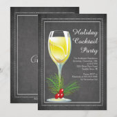 Chic Chalkboard Holiday Cocktail Party Invitation (Devant / Derrière)