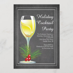 Chic Chalkboard Holiday Cocktail Party Invitation