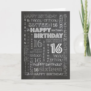 Chic Chalkboard Leeftijd-specifieke 16e Verjaardag Kaart