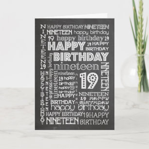 Chic Chalkboard Leeftijd-specifieke 19e Verjaardag Kaart